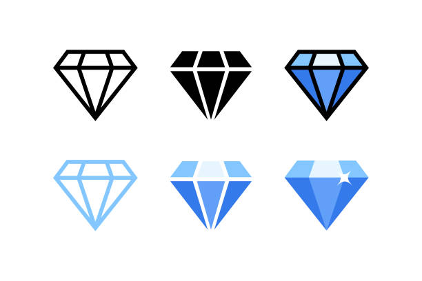 ilustraciones, imágenes clip art, dibujos animados e iconos de stock de diseño vectorial del conjunto de iconos de diamantes. - diamond shaped