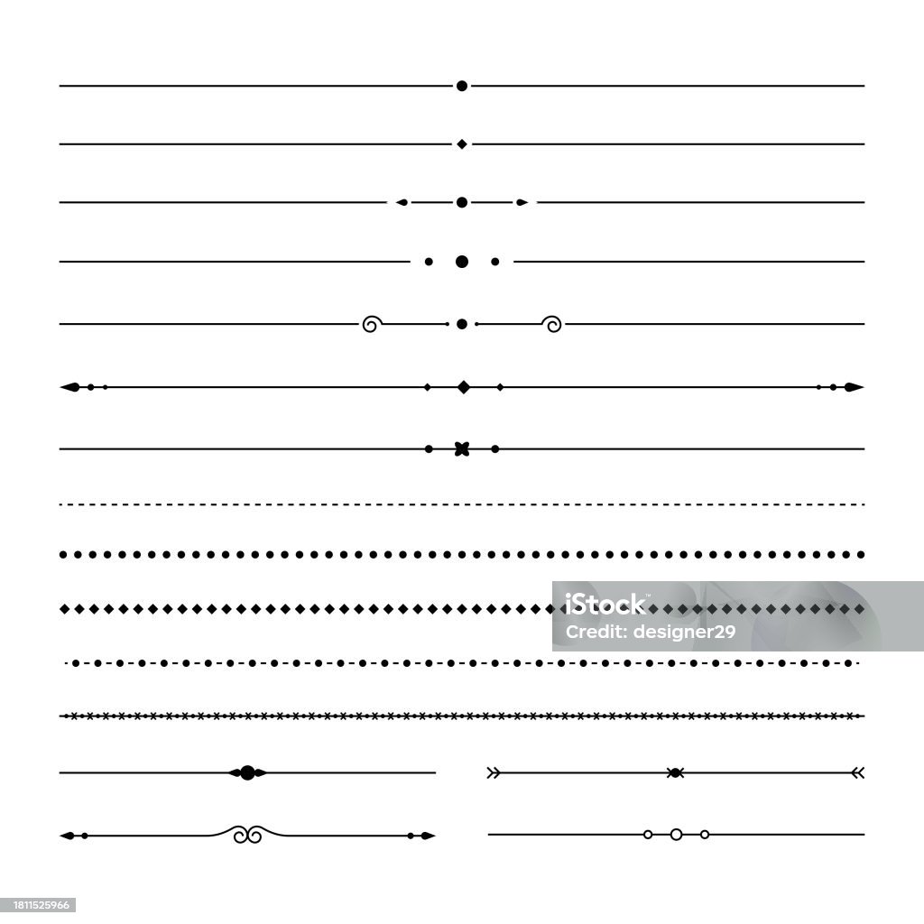 Line Script Border Line Borders And Dividers Vector Set Stock Illustration - Download ...