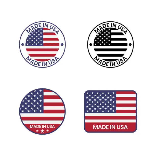 Vector illustration of Made In USA Labels Vector Set.