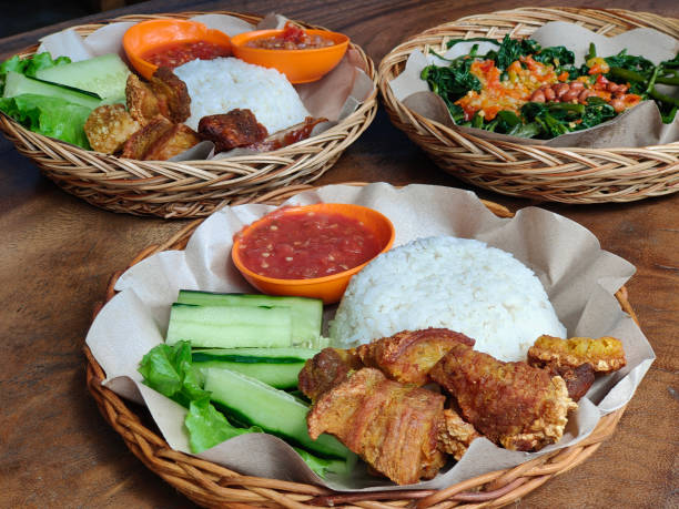 Deep Fried Pork Meat Rice With Mix Vegetables