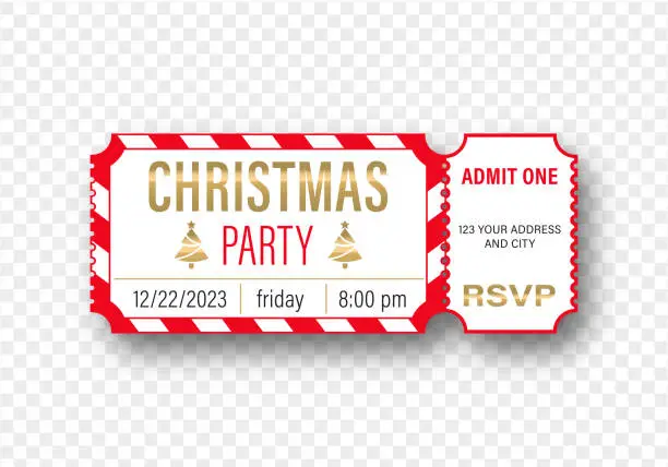 Vector illustration of Christmas party ticket invitation