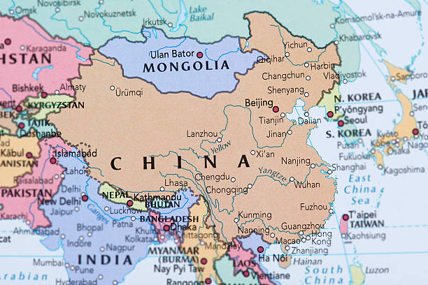 CHINA - MONGOLIA Map of China.  jiangsu province photos stock pictures, royalty-free photos & images
