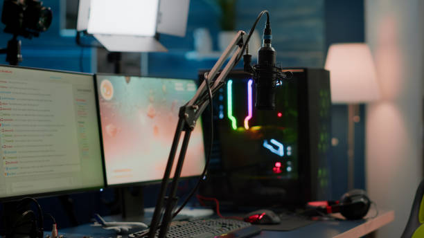 istock Game is over on display of RGB professional powerful computer in empty room 1811536606