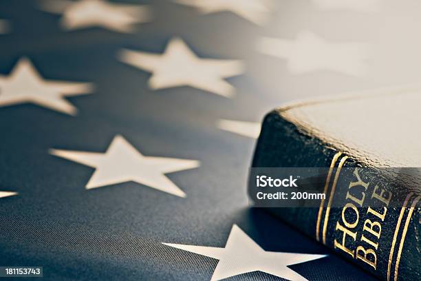 Holy Bible With American Flag Stock Photo - Download Image Now - Christianity, Bible, American Flag