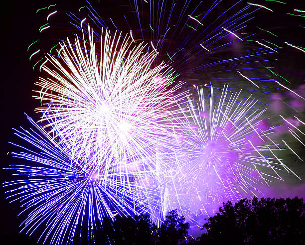 Blue Fireworks stock photo