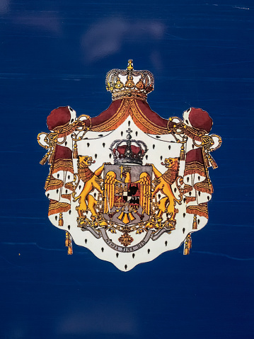 Santo Domingo, Distrito Nacional, Dominican Republic: coat of arms of the city of Santo Domingo - shield with two lions and a key under a crown - Spanish colonial design, introduced in the 16th century - Escudo de la Ciudad de Santo Domingo, Ciudad Primada de América (First City of America).