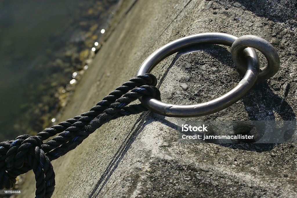 Tie Down Ring A boats mooring tied down.Shot w/ the Canon EOS 1D MkII DSLR Anchored Stock Photo