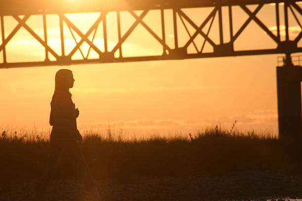 Girl at Sunset stock photo