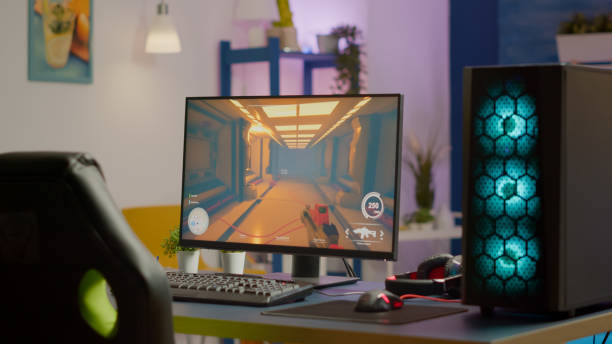 istock Gaming room no people in equiped with RGB powerful pc 1811550150