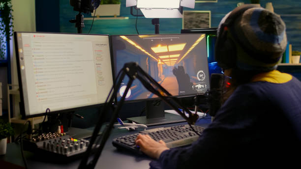 istock Pro streamer check sound on mixer 1811554547