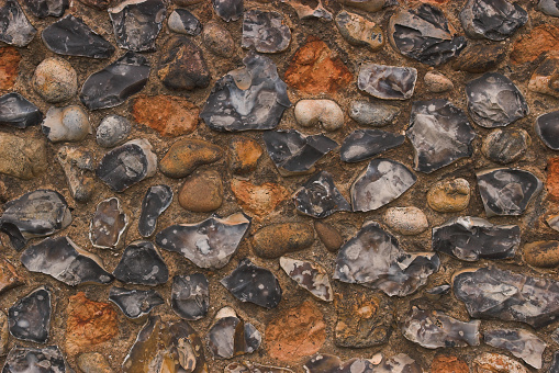 Detail of a stoney knapped flint wall