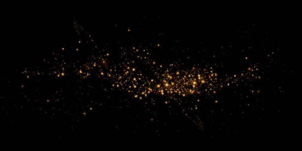 istock Dust sparks and golden stars shine with special light. Vector sparks on black background. Christmas light effect. Sparkling magic dust particles. 1811556002