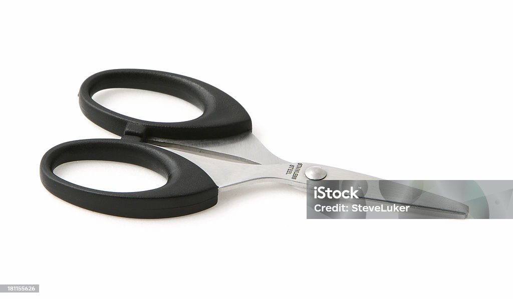 Black scissors "Short black-handled scossors, isolated on white." Art And Craft Stock Photo