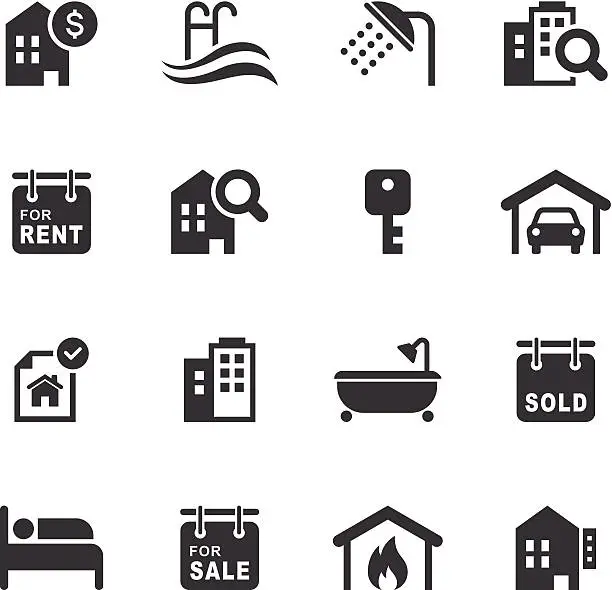 Vector illustration of Mono Icons Set | Real Estate