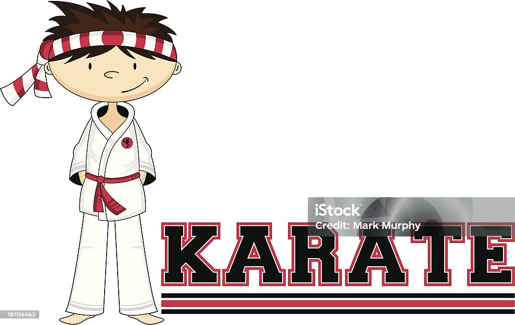 Karate niño aprenda a leer medio - arte vectorial de Actividades recreativas libre de derechos