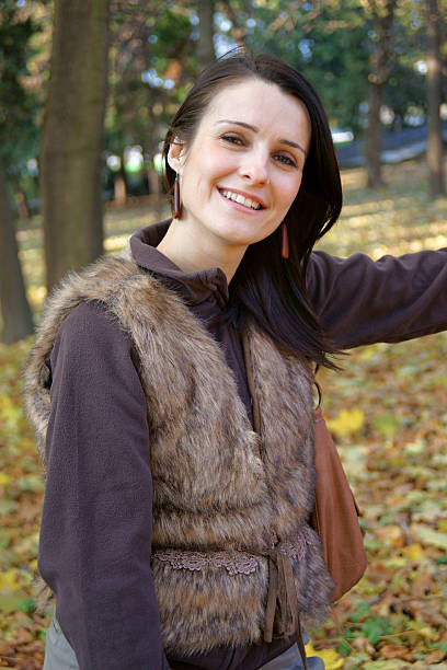 Portrait of autumn woman stock photo