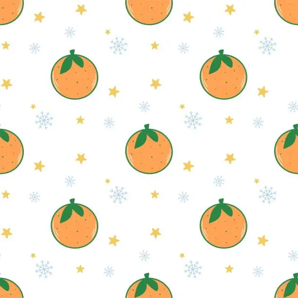 Vector illustration of Winter tangerines seamless pattern vector illustration