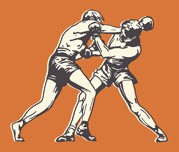 zwei männer boxen - boxen sport stock-grafiken, -clipart, -cartoons und -symbole