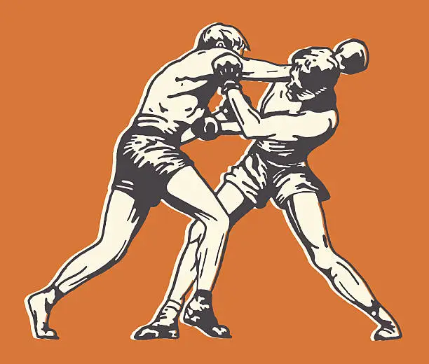 Vector illustration of Two Men Boxing