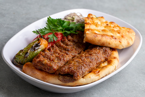 Traditional delicious Turkish foods; Adana kebab