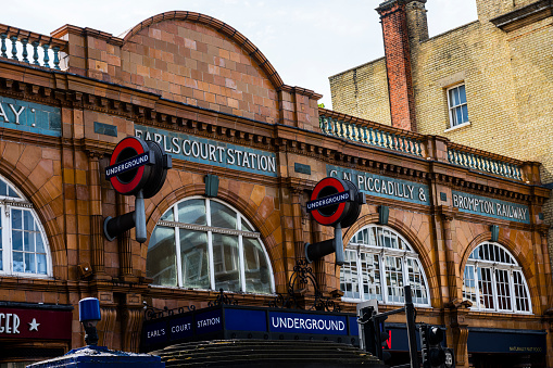 London, United Kingdom - May 28, 2023:  underground station Earls Court in London