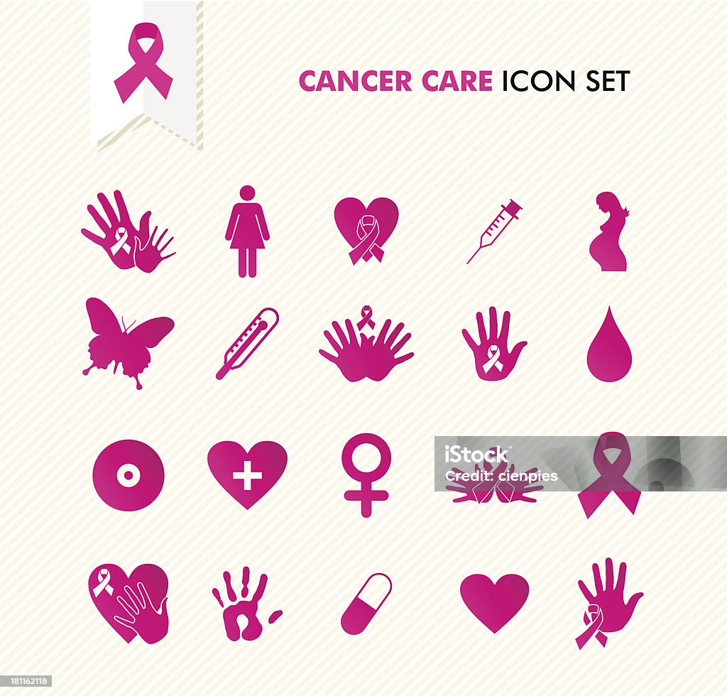 Breast cancer care texto Fita de Consciência para relacionadas com ícones definido. - Vetor de Apoio royalty-free