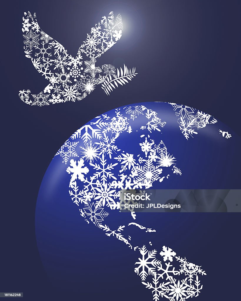 Christmas Peace Dove On Earth Christmas Peace Dove and Earth Globe Clipart Illustration Abstract Stock Photo