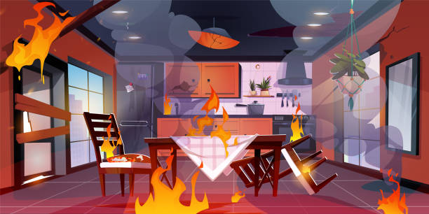 Kitchen Fire Drawing 120+ Kitchen Fire Hood Stock Illustrations, Royalty-Free Vector ...