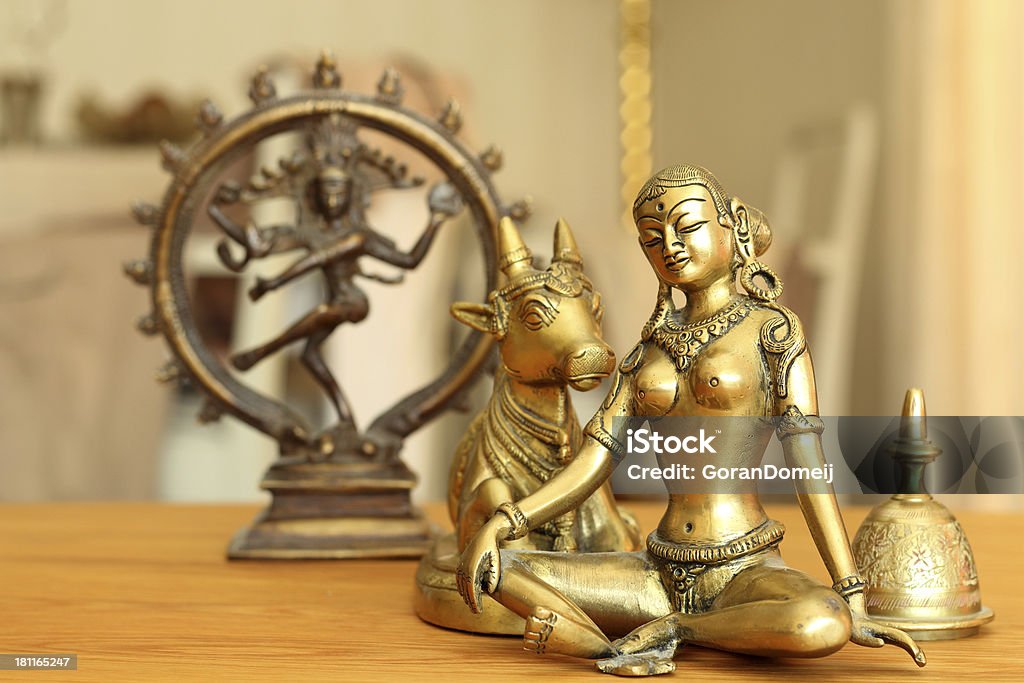 Parvati and her husband Goddess Parvati contemplates and her husband is dancing Awe Stock Photo