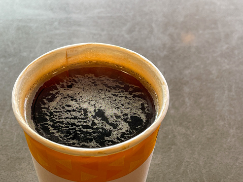 Hot americano  in a disposable cup