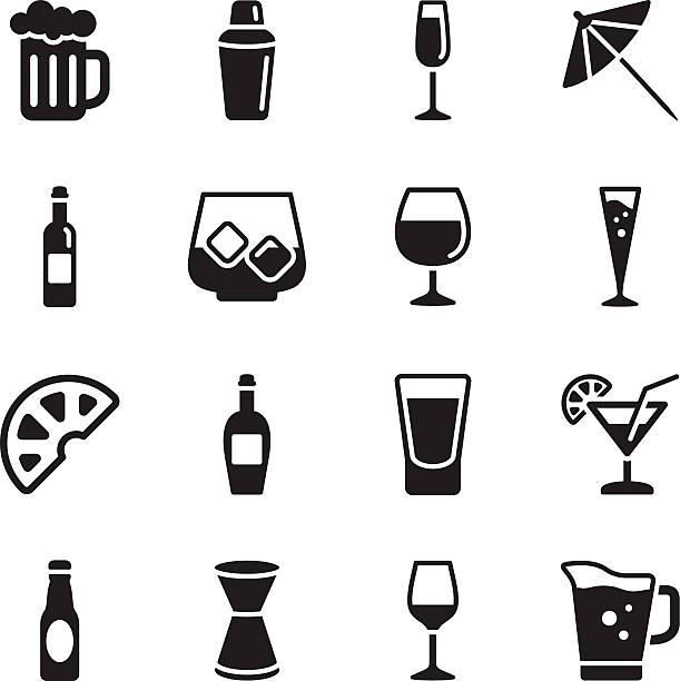 спиртной напиток значки - wine wine bottle hard liquor symbol stock illustrations