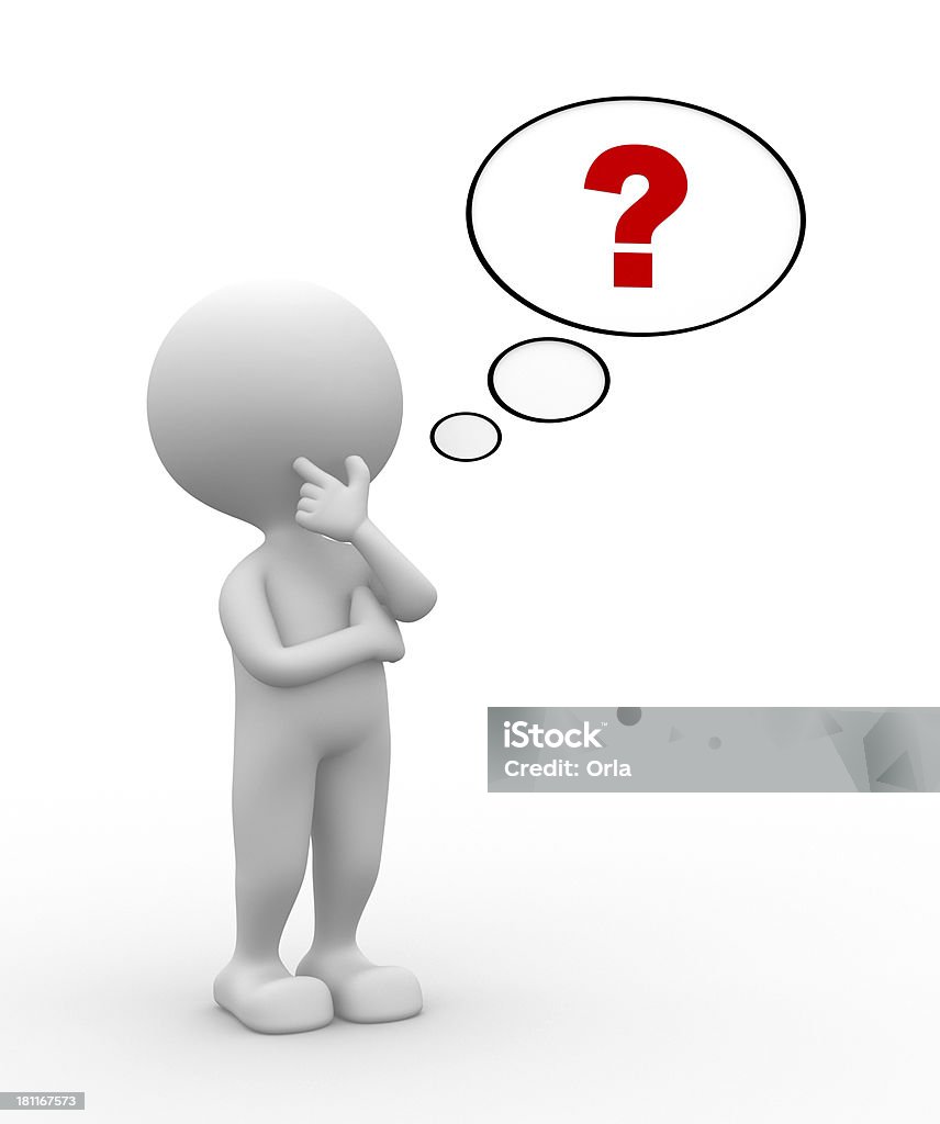 Choice 3d man and a bubbles with question mark Adult Stock Photo