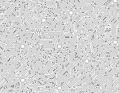 istock Computer Circuit Board Seamless Black and White Technology Background 181167778