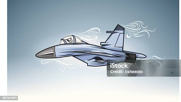 Истребитель Jet — стоковая векторная графика и другие изображения на тему Авиационное крыло - Авиационное крыло, Агрессия, Векторная графика