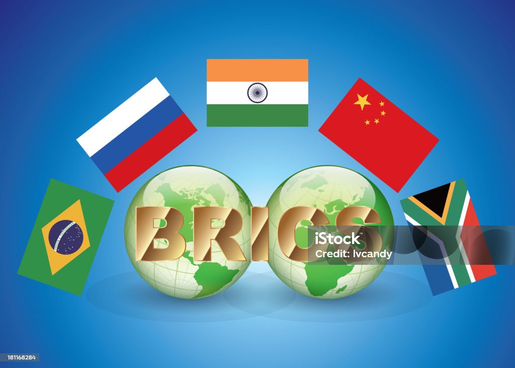 BRICS (Бразилия, Россия, Индия, Китай, Южная Африка) объединить - Векторная графика United Nations роялти-фри