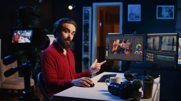 istock Recording gear used by expert filming online tutorial about editing footage 1811701067