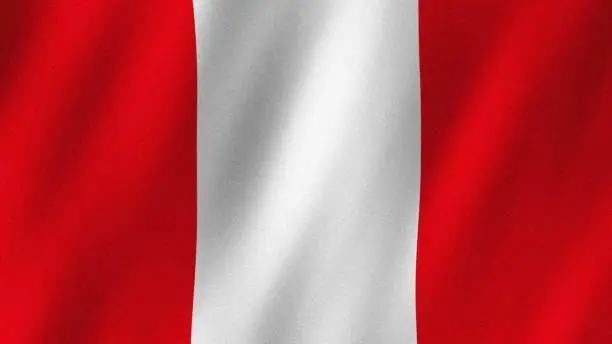 Vector illustration of Peru flag waving in the wind. Flag of Peru images