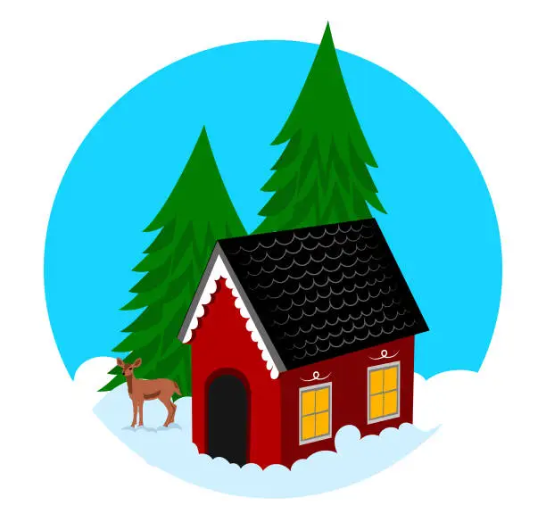 Vector illustration of The little red house