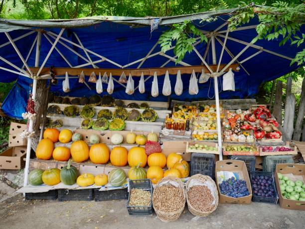 istock Colorful fruit and vegetable stall in rural Albania. 1811733763