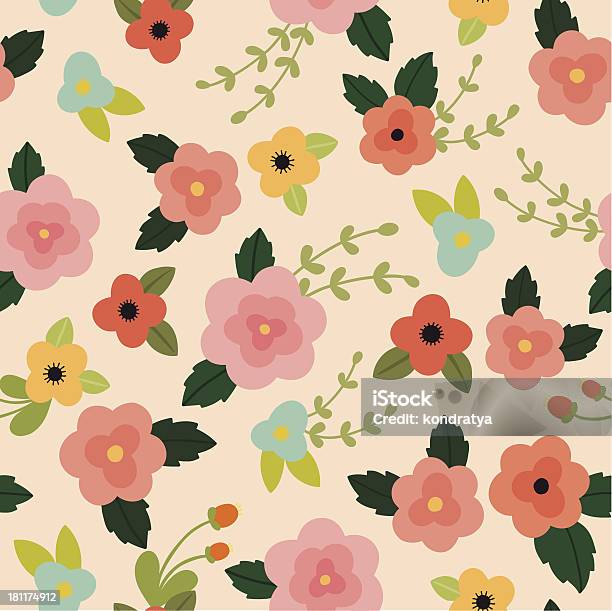 Sweet Pink Flowers Pattern Stock Illustration - Download Image Now - Blossom, Colored Background, Drawing - Art Product