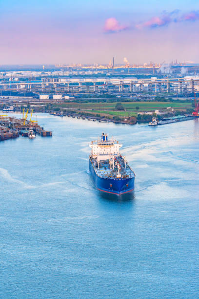 Rotterdam, Netherland - 17th June 2024: A tanker at the Rotterdam Europoort, Netherlands
