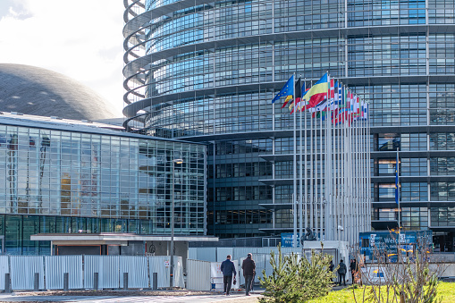 EU Flags at the European Commission Building