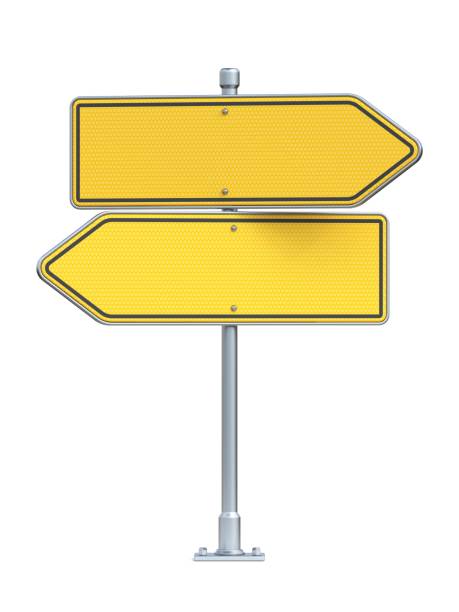 istock Blank yellow road sign arrows 3D 1811774593
