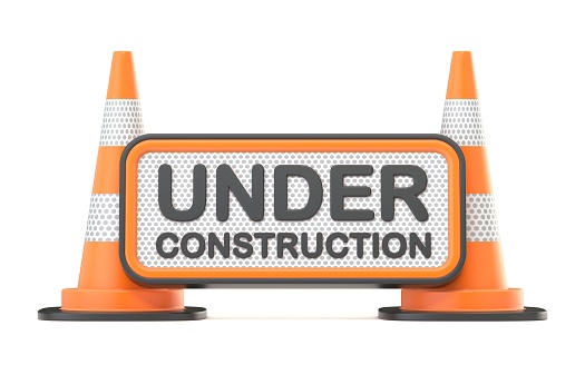 3D rendering of the Under construction road sign symbol on white background