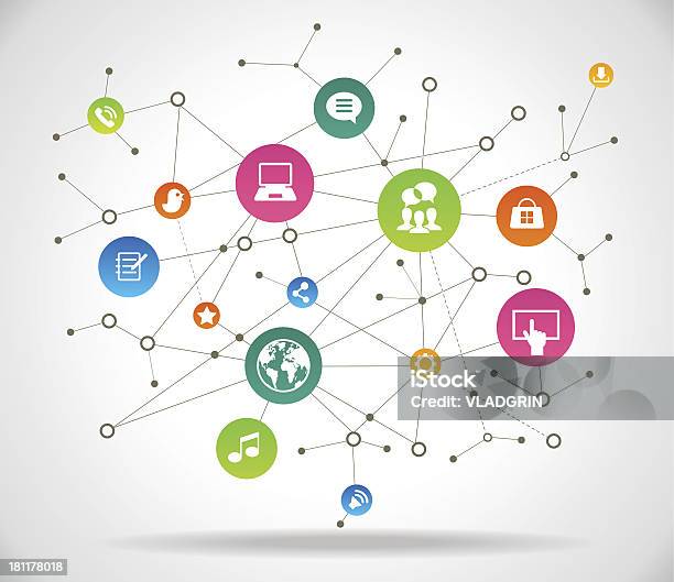 Rete Sociale Comunicazione Nella Rete Globale Di Computer - Immagini vettoriali stock e altre immagini di Social network