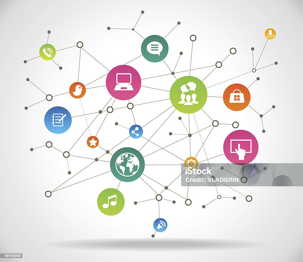 Social network communication in the global computer networks The source of the map used for reference:hhttp://www.evl.uic.edu/pape/data/Earth/. Drawing in Adobe Illustrator.The date file was created: 15.06.2011. Internet concept. Social network communication in the global computer networks. File is saved in AI10 EPS version. This illustration contains a transparency Social Media stock vector