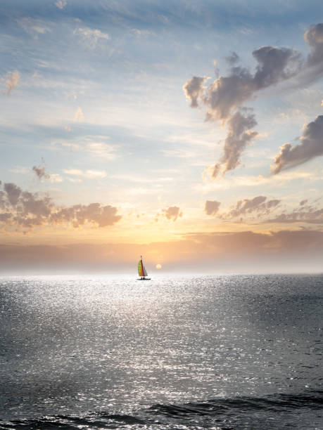 istock Beautiful catamaran on the sea at sunset 1811789366