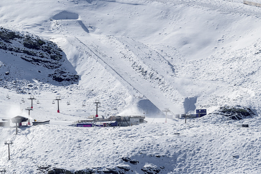 snowboard slope in sierra nevada ski resort, europe,