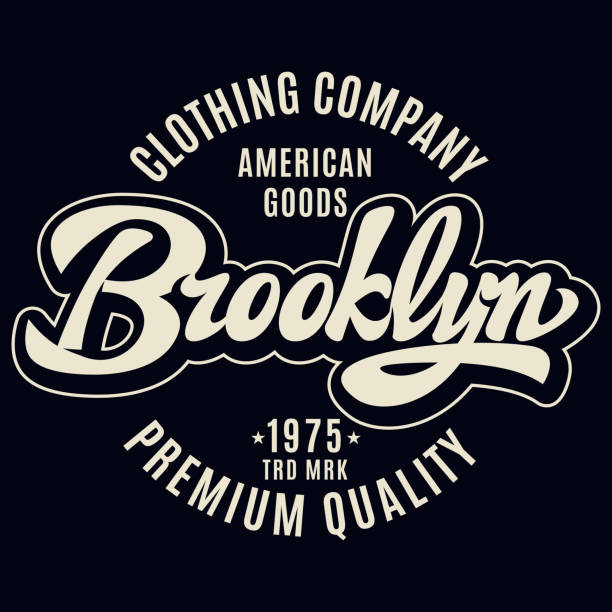 Vintage badge with a stylish inscription Brooklyn in retro style. Vector illustration. Template for design - ilustração de arte vetorial