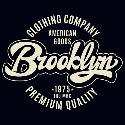 Vintage badge with a stylish inscription Brooklyn in retro style. Vector illustration. Template for design.